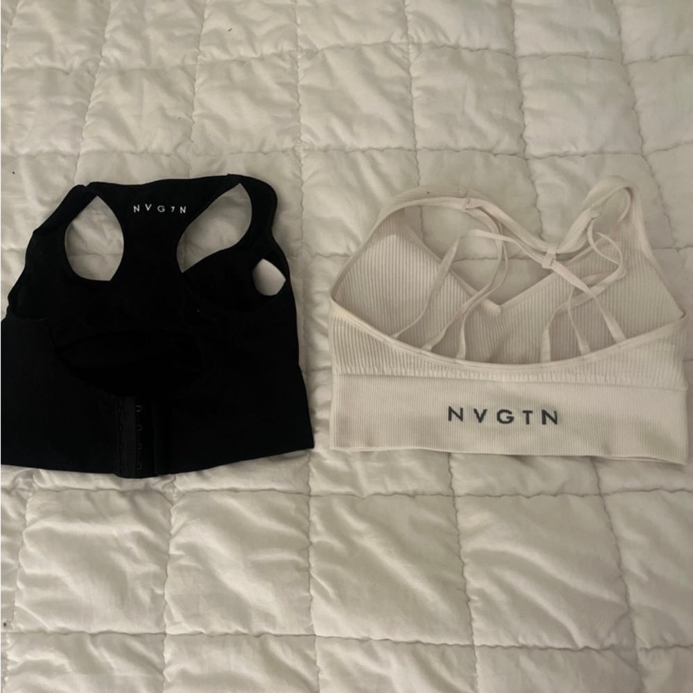 NVGTN Black and Cream Sports Bras